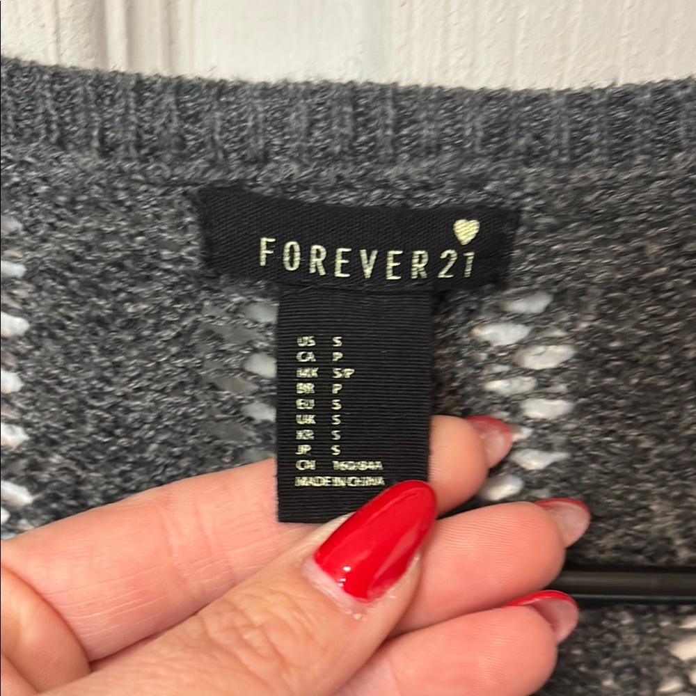 Gray Open-Front Sweater - Picture 3 of 4
